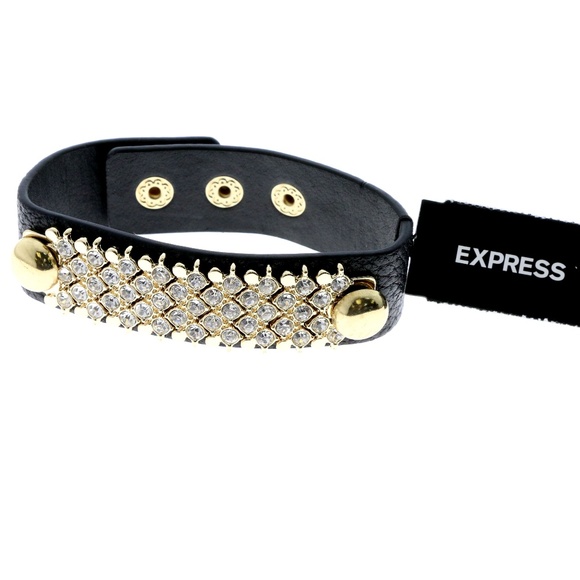 Express Jewelry - Express Cuff-Bracelet Black/Crystal NWT